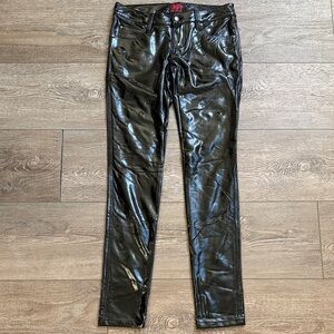 Tripp NYC Y2K Black Vinyl Vegan Faux Patent Leather Low Rise Skinny Leg Pants